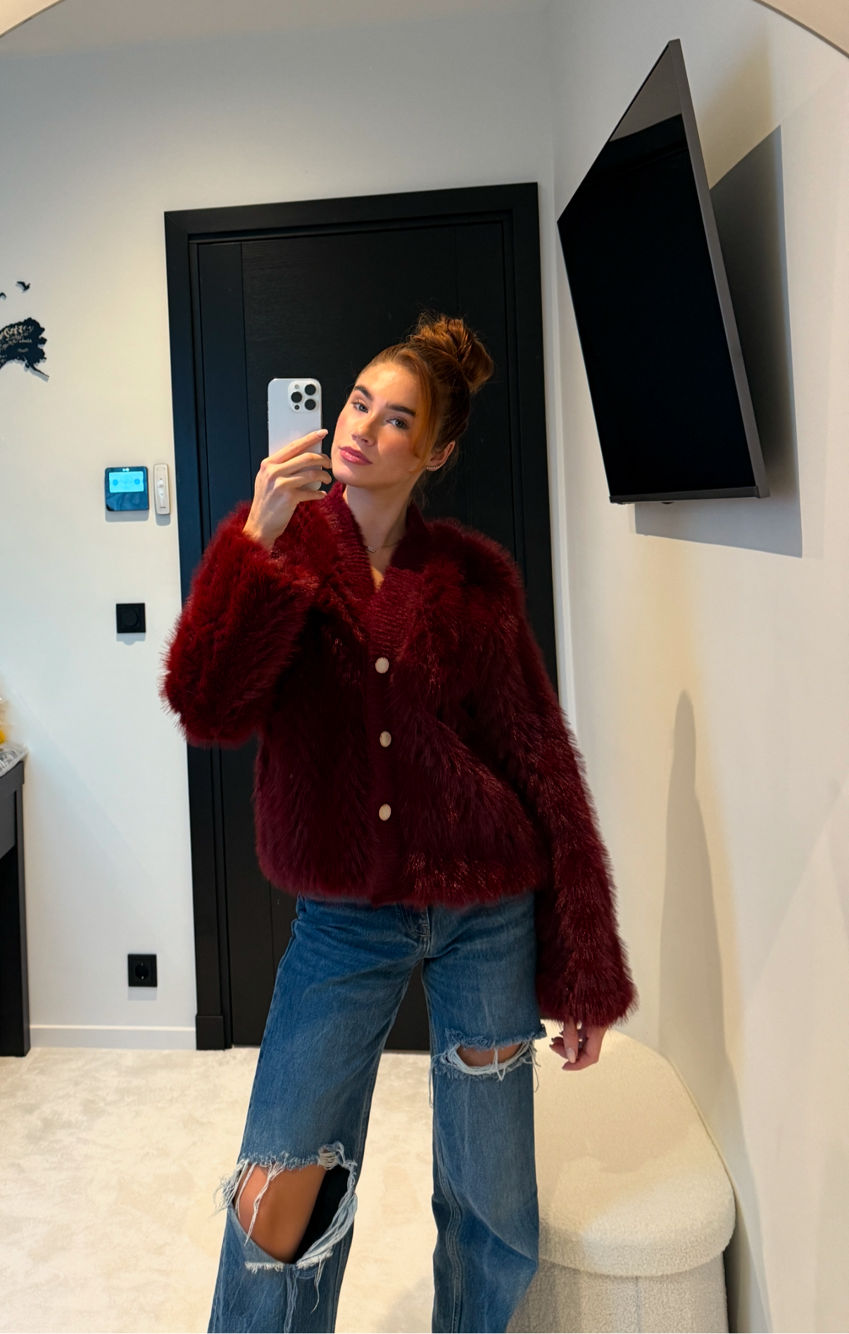 Burgundy bontjas