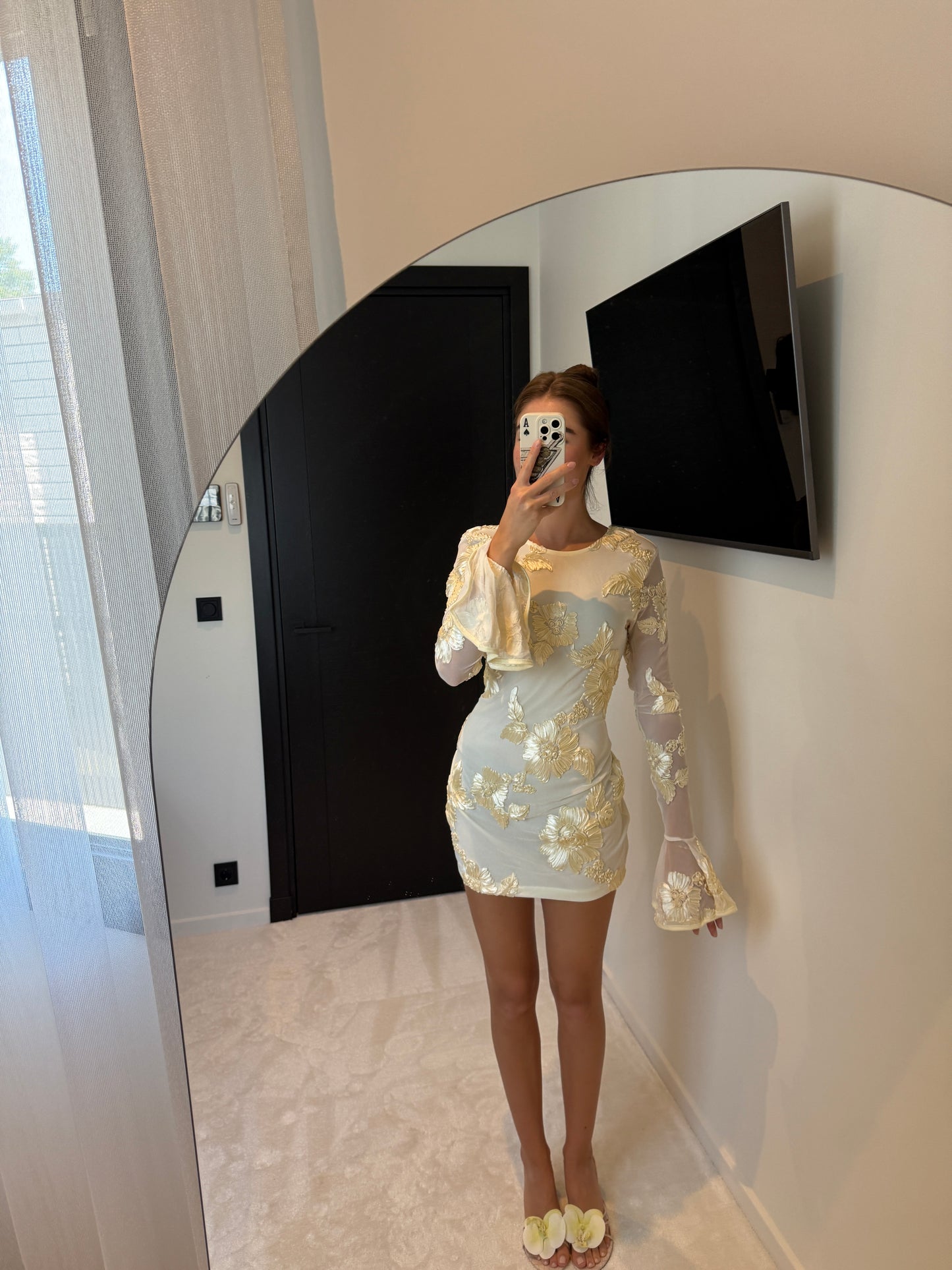 Capri Bloom Dress-Ivory Gold