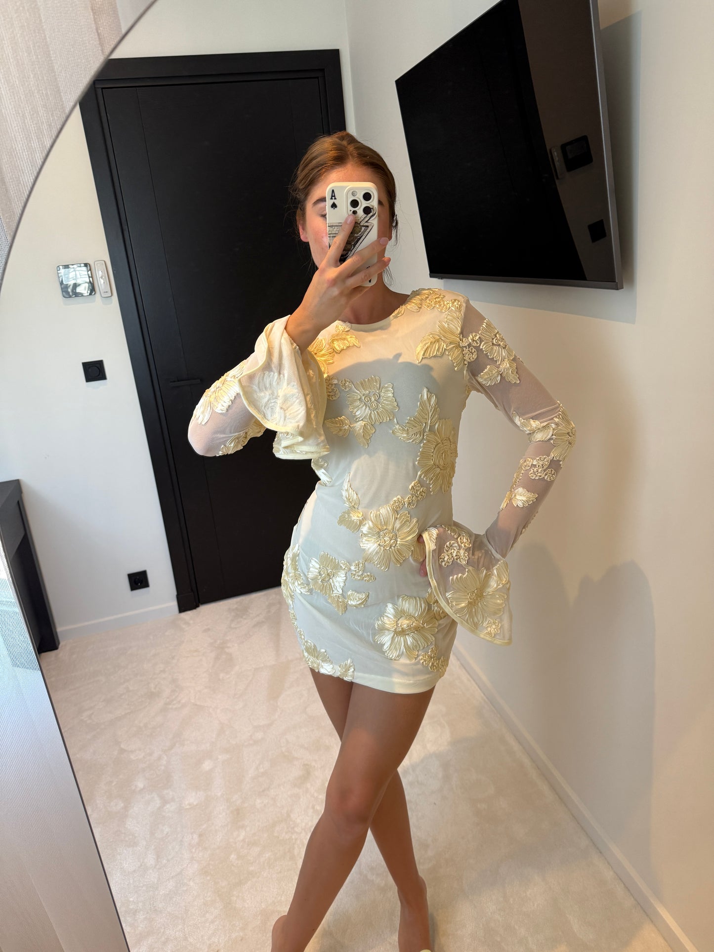 Capri Bloom Dress-Ivory Gold