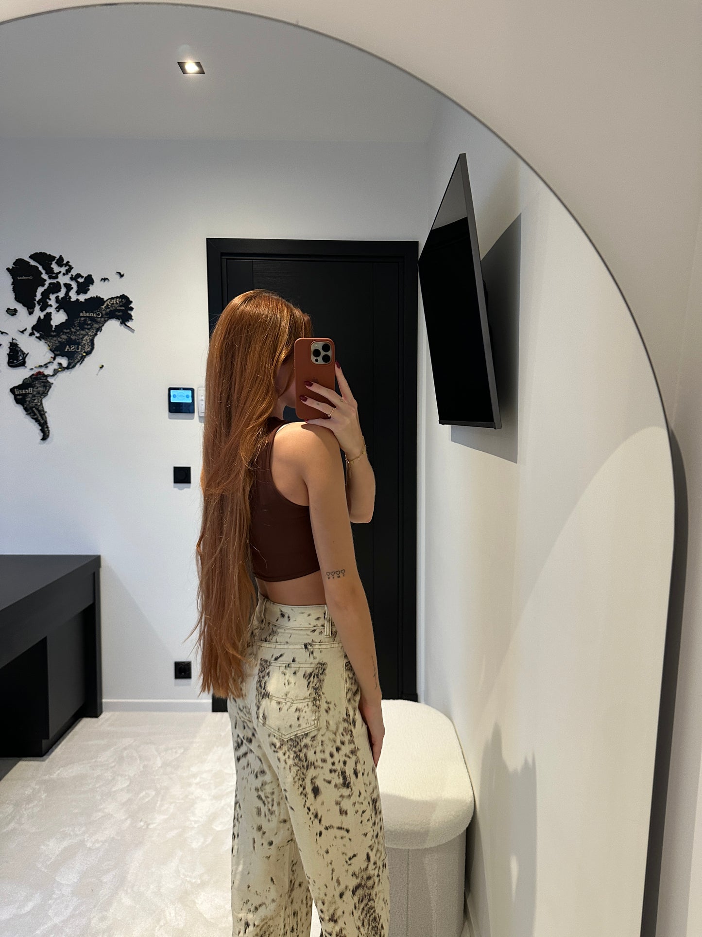 Leopard pattern wide leg pants