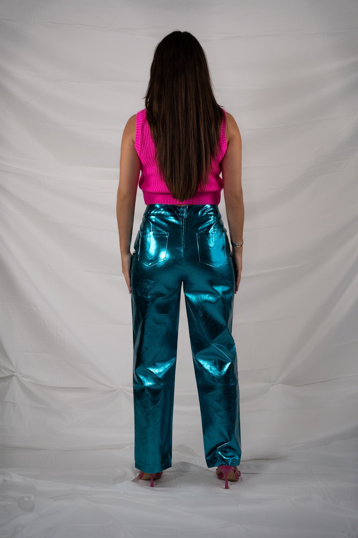 Metallic broek blauw